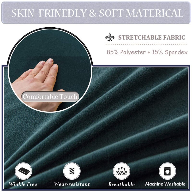 KELUINA Velvet Plush XL Dining Chair Covers, Stretch Chair Slipcover, Spandex High Chairs Protector Covers Seat Slipcover with Elastic Band for Dining Room,Wedding, Ceremony, Banquet (Teal Green, Set of 6) - Image 4